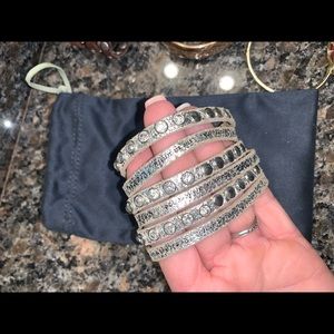 Gorgeous silver distressed leather Humanity For All bracelet